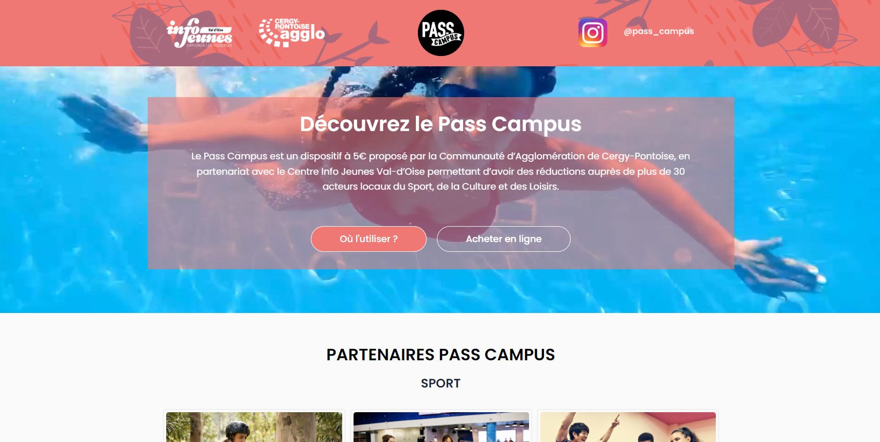 Capture d'écran du site passcampus